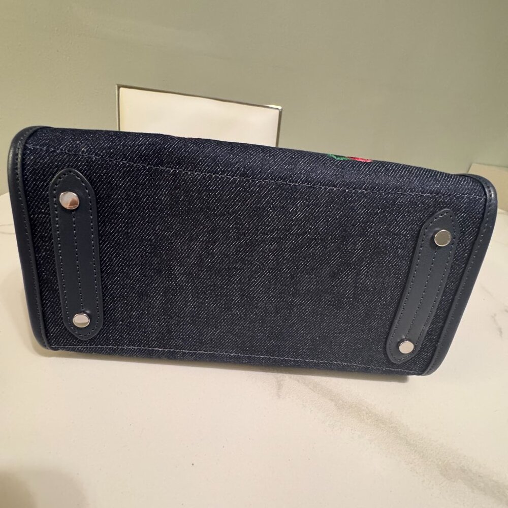 Kate Spade Denim Ella Cherry Embroidery Satchel Handbag & Hair Clip - Picture 8 of 10